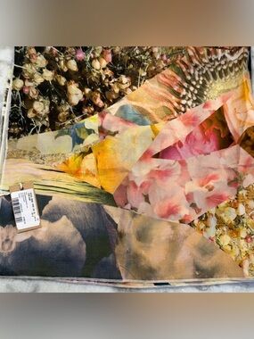 Diesel 100% Silk Abstract Scarf BNWT • Multicolor Art Print • Head Scarf / Top /